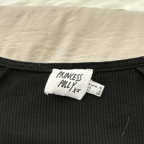 Princess Polly Black Ribbed Bodysuit short sleeve - Picture 2 of 7